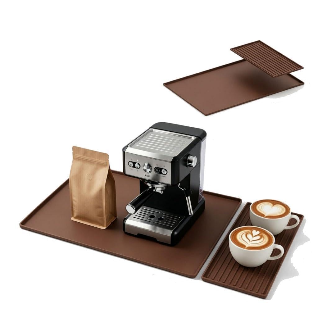Silicone Coffee Mat with Removable Tray for Coffee Bar Organizer