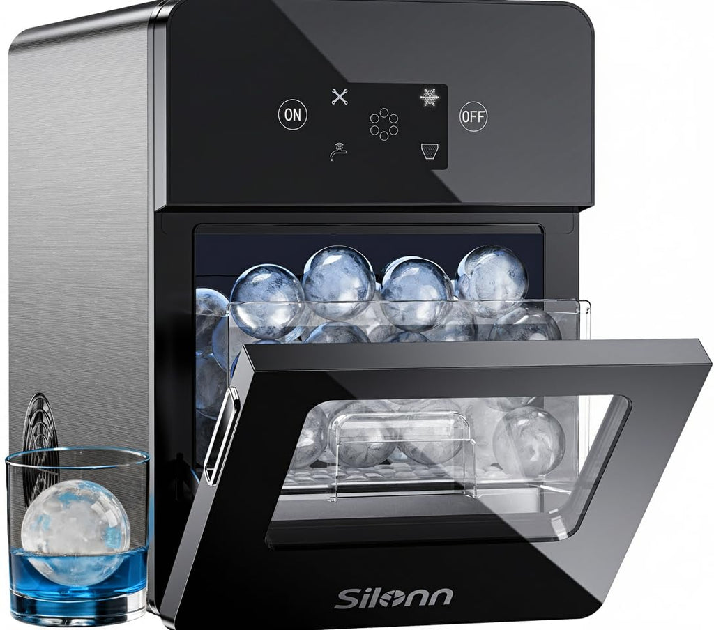 Silonn Countertop Ice Maker, Ice Makers Countertop with 2.5L Expandable Ice Basket & 1.8L Water Tank, 26Lbs/24H, 9 Bullet Ice in 6 Mins, Self-Cleaning, 2 Ice Sizes for Home Kitchen