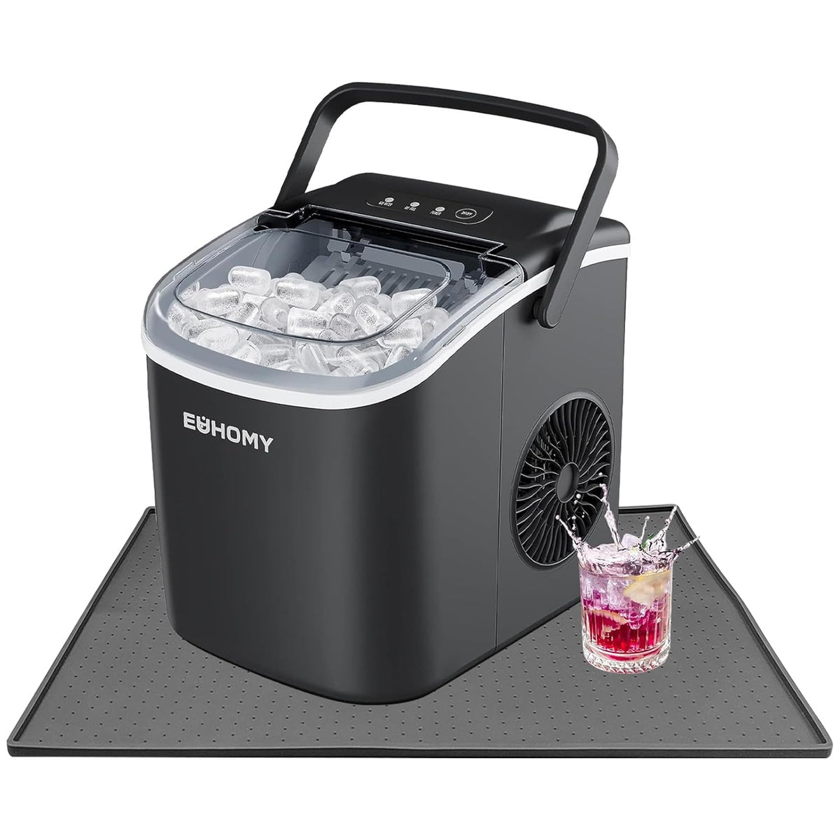 Silicone Ice Makers Countertop Mat Waterproof with Raised Edge Prevents Liquid Spillage, Nugget Ice Machine Countertop Mat with Non-Slip Raised Dots, Portable 19“x12”（Only Mat Not Include Ice Maker）