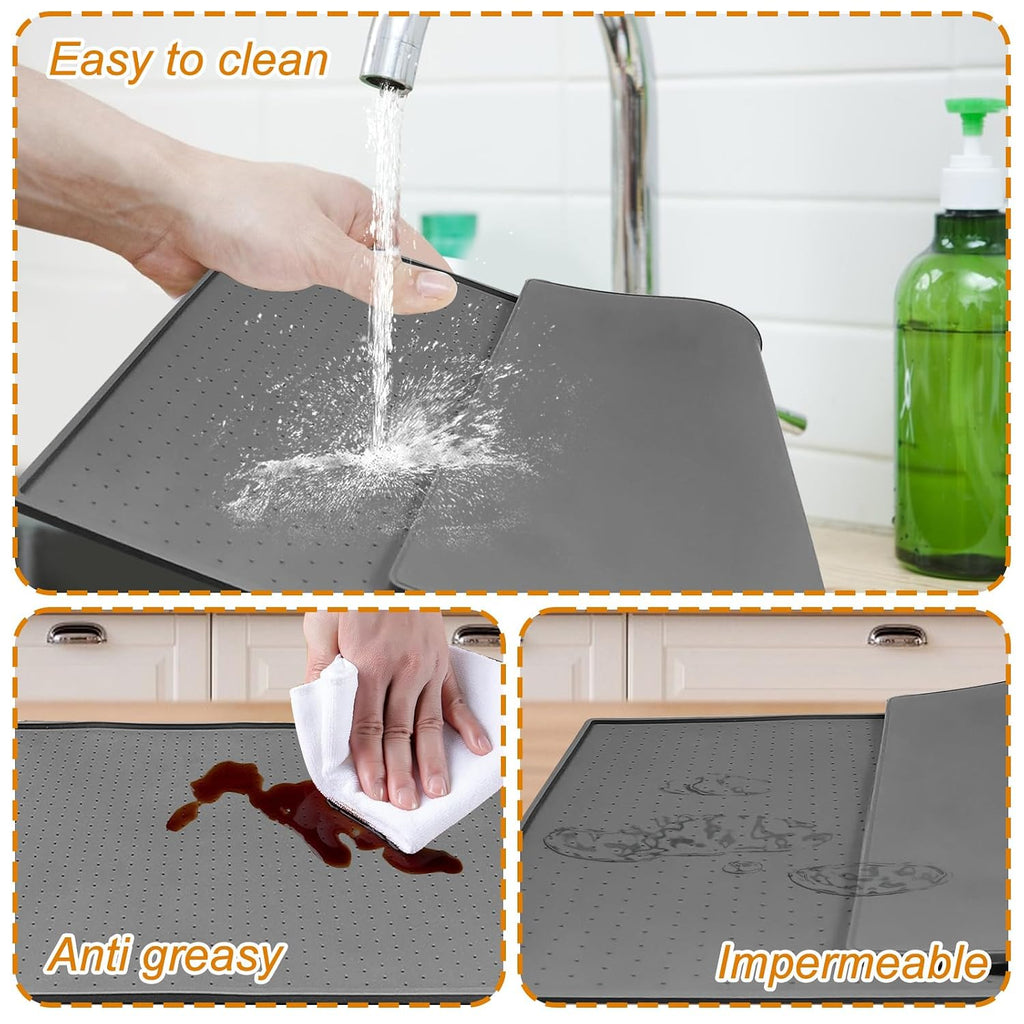 Silicone Ice Makers Countertop Mat Waterproof with Raised Edge Prevents Liquid Spillage, Nugget Ice Machine Countertop Mat with Non-Slip Raised Dots, Portable 19“x12”（Only Mat Not Include Ice Maker）