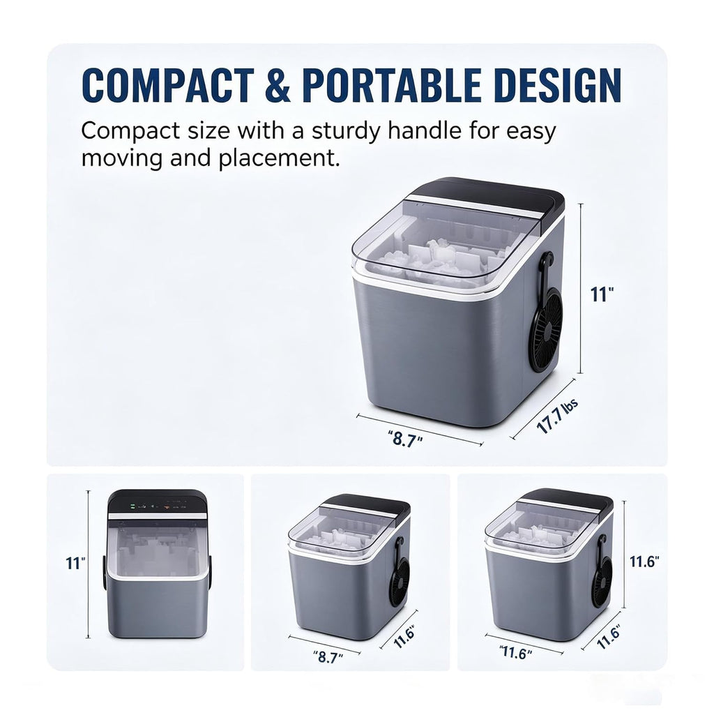 Ice Maker Countertop, Portable Ice Machine Self-Cleaning 26 lbs/Day