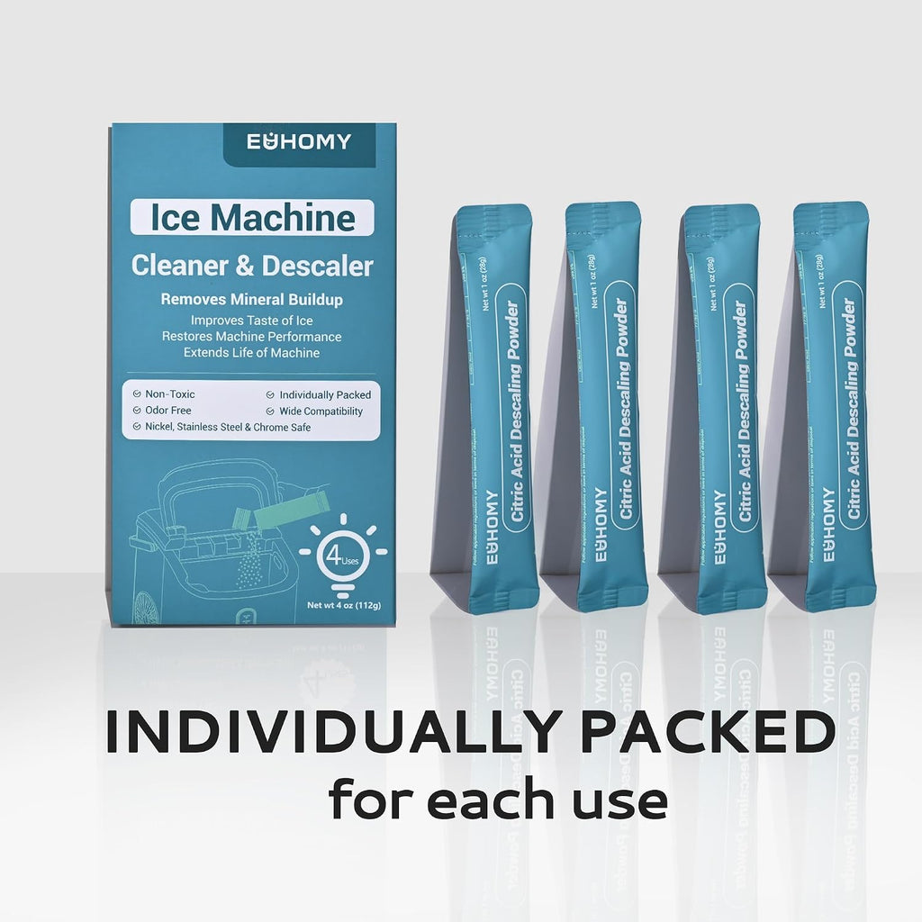 EUHOMY Ice Maker Cleaner & Descaler, 4 Uses & Individually Packed