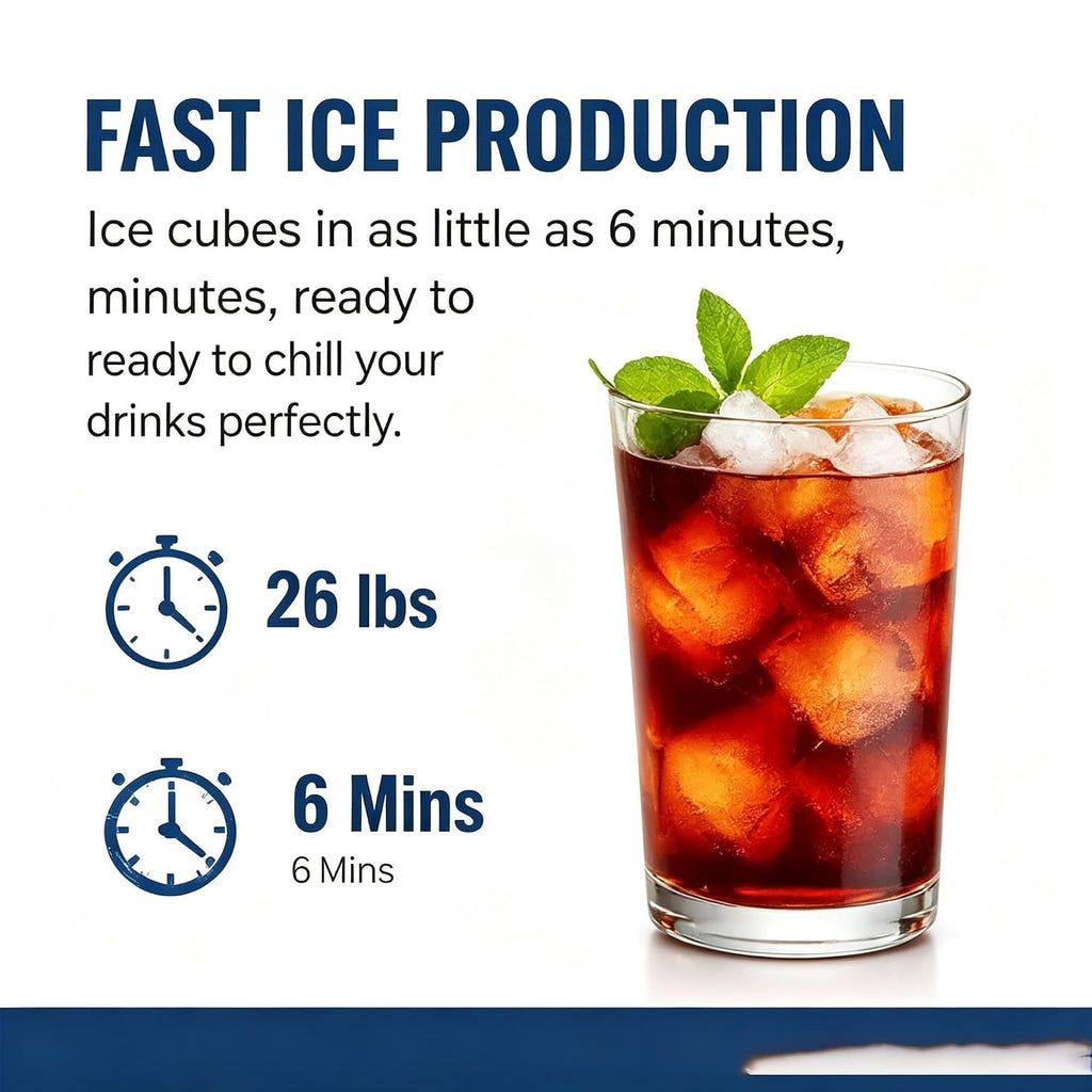 Ice Maker Countertop, Portable Ice Machine Self-Cleaning 26 lbs/Day