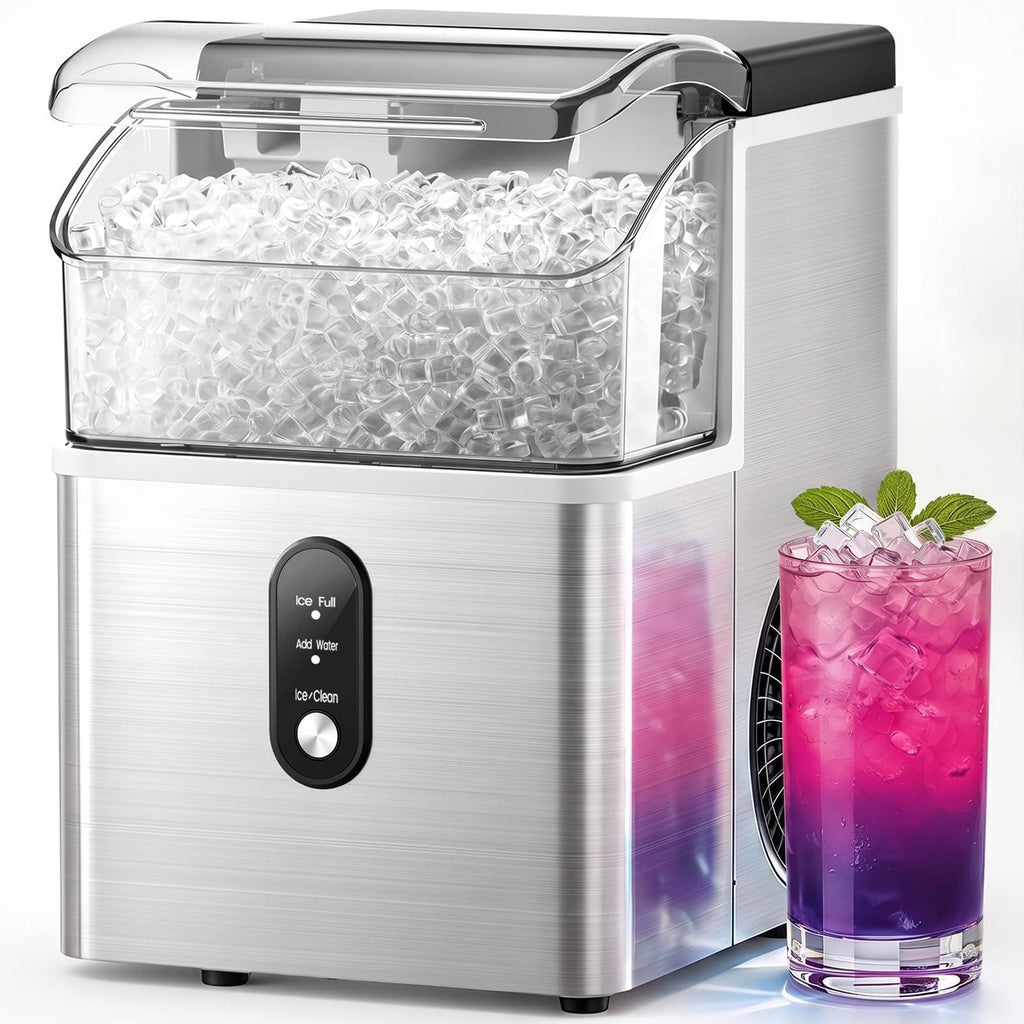 Ice Maker Countertop, Efficient Easy Carry Ice Machine, Self-Cleaning Ice Maker with Ice Scoop & Basket, 9pcs/ 6mins 26.6Lbs Per Day for Home/Office/Kitchen,Black
