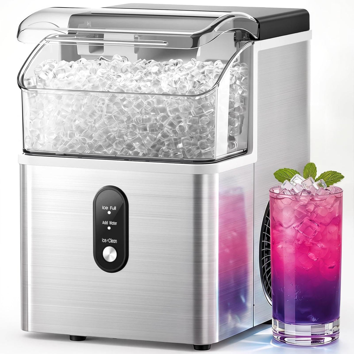 Ice Maker Countertop, Efficient Easy Carry Ice Machine, Self-Cleaning Ice Maker with Ice Scoop & Basket, 9pcs/ 6mins 26.6Lbs Per Day for Home/Office/Kitchen,Black