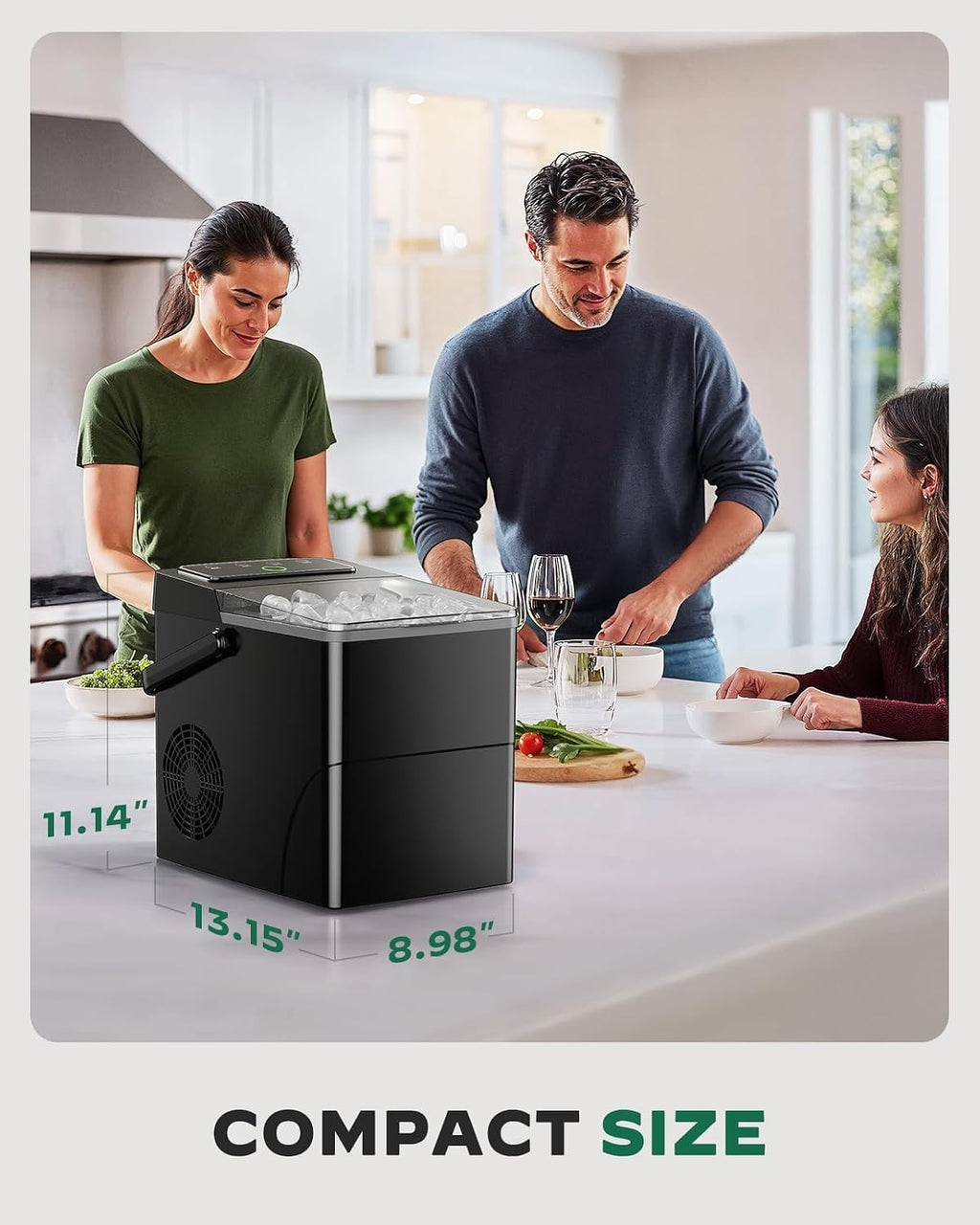 Silonn Countertop Ice Maker, Ice Makers Countertop with 2.5L Expandable Ice Basket & 1.8L Water Tank, 26Lbs/24H, 9 Bullet Ice in 6 Mins, Self-Cleaning, 2 Ice Sizes for Home Kitchen