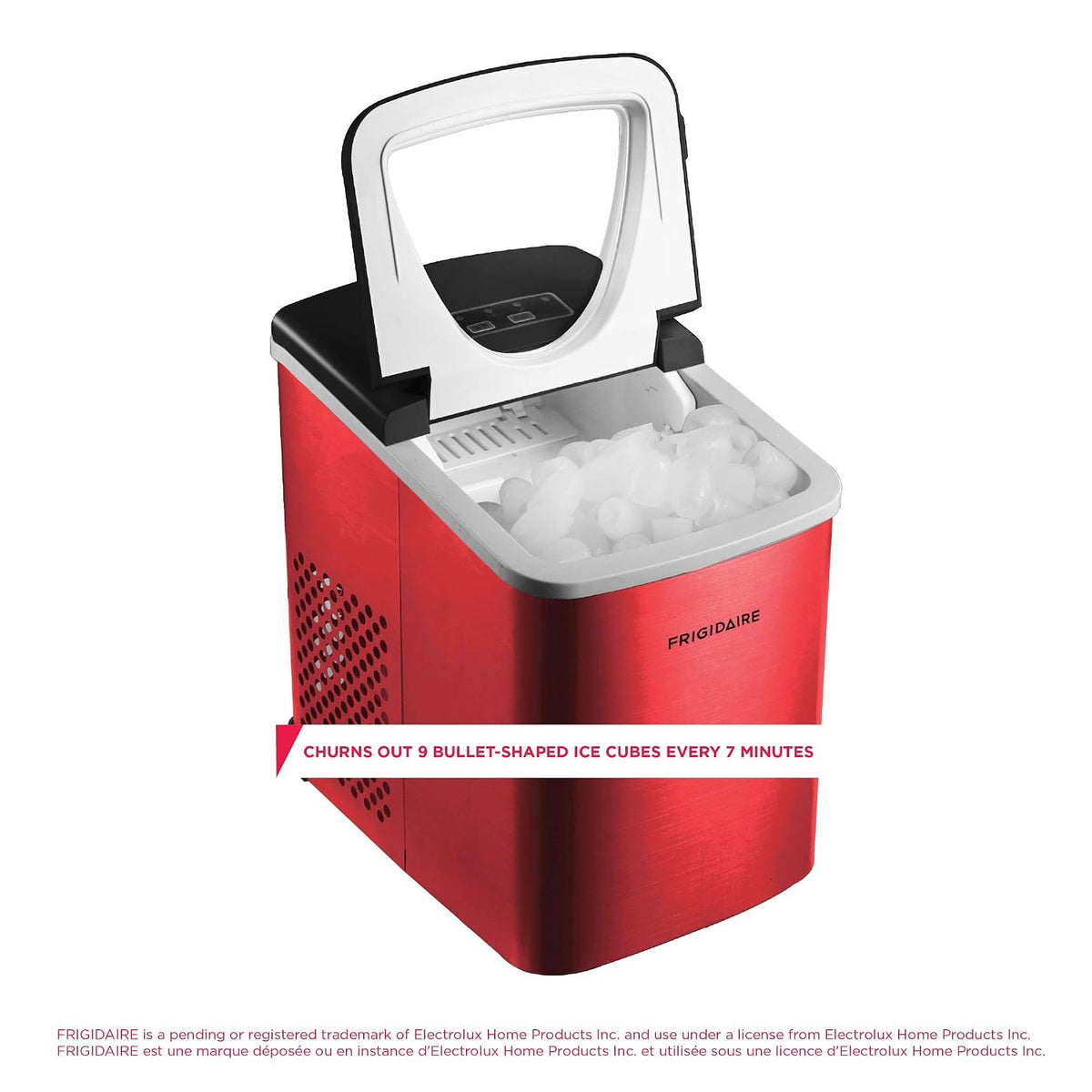 Frigidaire Counter top Portable, 26 lb per Day Nugget Ice Maker Machine (Red Stainless Steel)