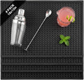 Rubber Bar Mats for Countertop, 12"x18" Black 4 Pack - Heat Resistant Coffee Bar Mat & Spill-proof Dish Drying Mat for Kitchen Counter, Home Bar, Coffee Station - Non-Slip Grip Rubber Mat, Easy Clean