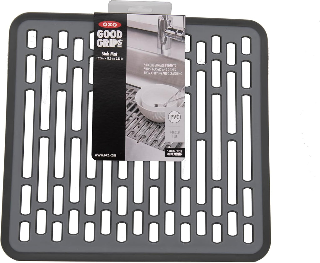 OXO Good Grips Small Kitchen Sink Mat with Drain Holes, Silicone Sink Mat