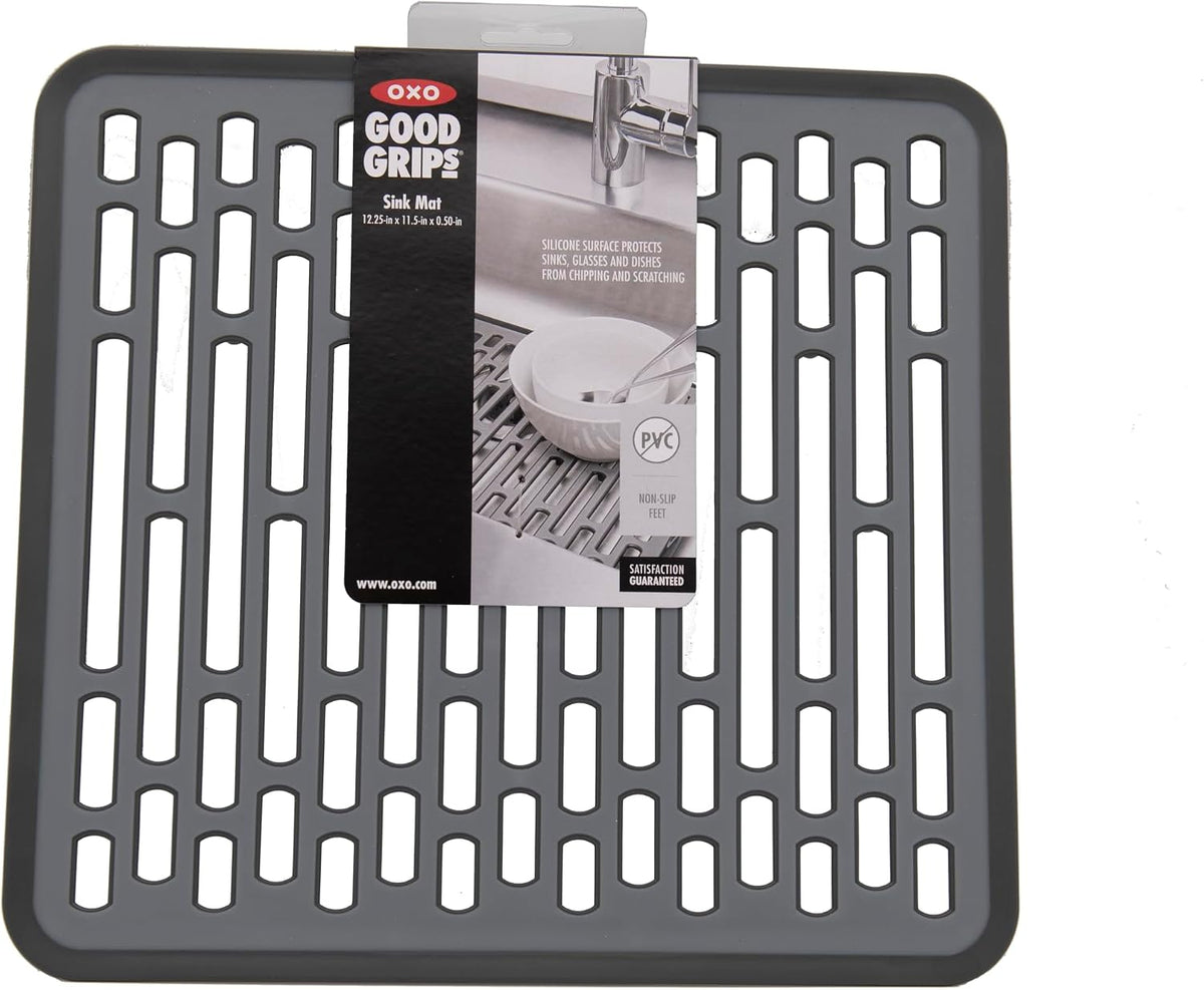 OXO Good Grips Small Kitchen Sink Mat with Drain Holes, Silicone Sink Mat