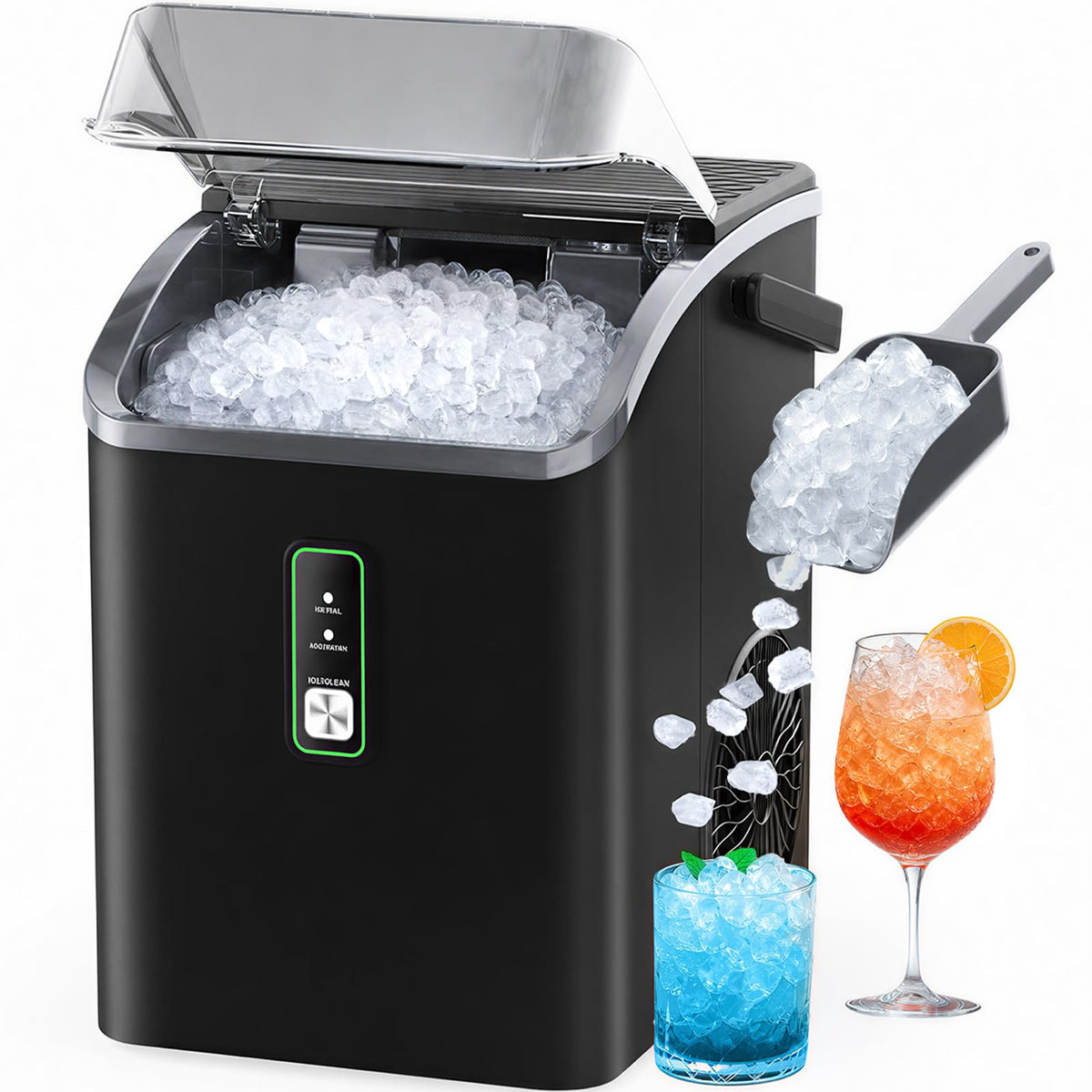 Silonn Countertop Ice Maker with 2.5L Expandable Ice Basket, 26.5lbs/24H, 9 Cubes in 6 Mins, 2 Ice Sizes, Self-Cleaning & LED Touch Control for Home Kitchen Office