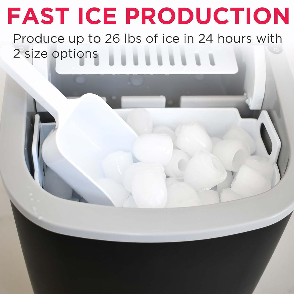 FRIGIDAIRE EFIC128AMZBLK Compact Countertop Ice Maker, 26 lb per Day, Black