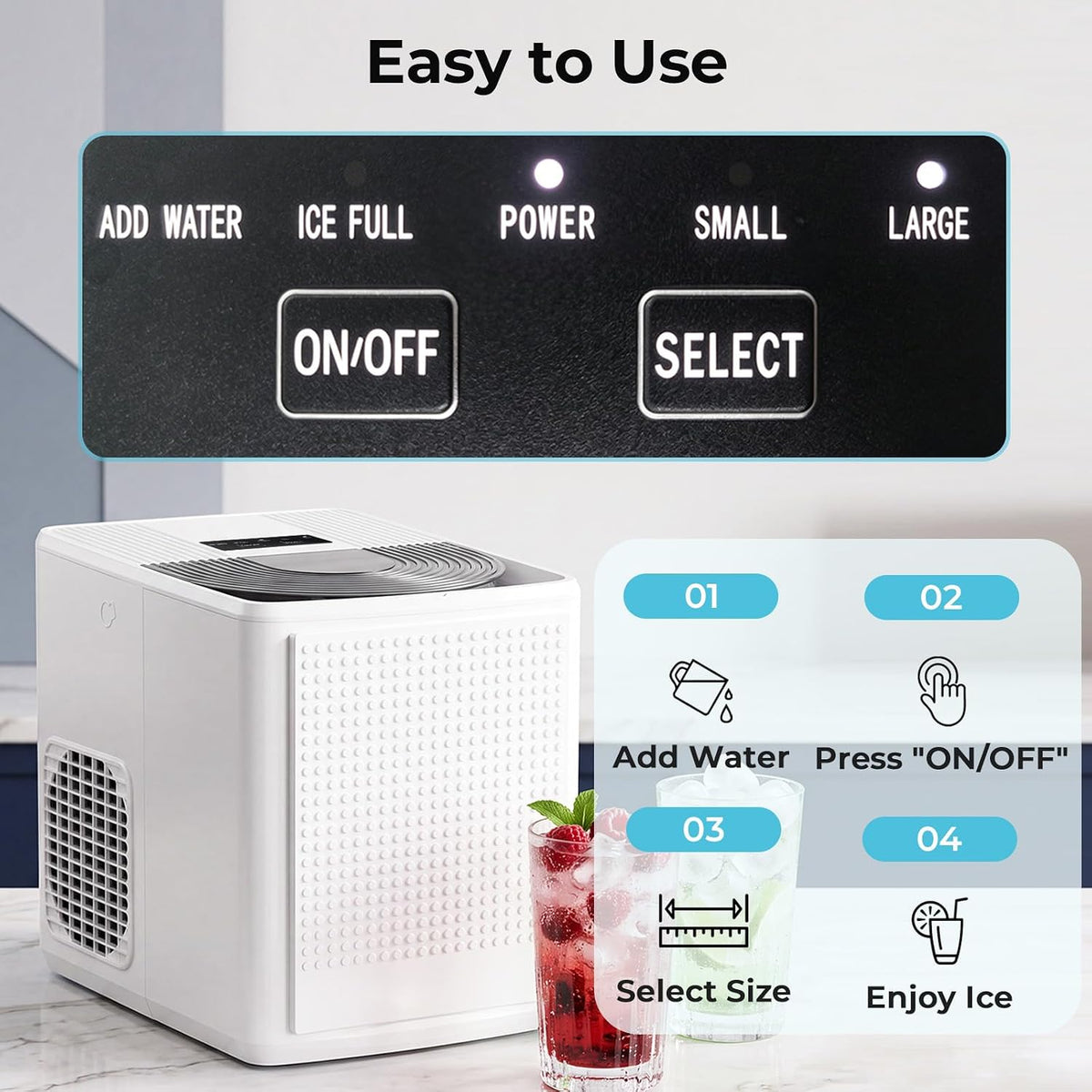 Antarctic Star Bullet Ice Maker Countertop, 9 Ice Fast in 6mins, 27lbs/Day