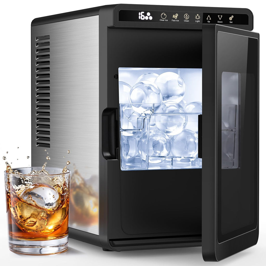 Ice Maker Countertop, Efficient Easy Carry Ice Machine, Self-Cleaning Ice Maker with Ice Scoop & Basket, 9pcs/ 6mins 26.6Lbs Per Day for Home/Office/Kitchen,Black