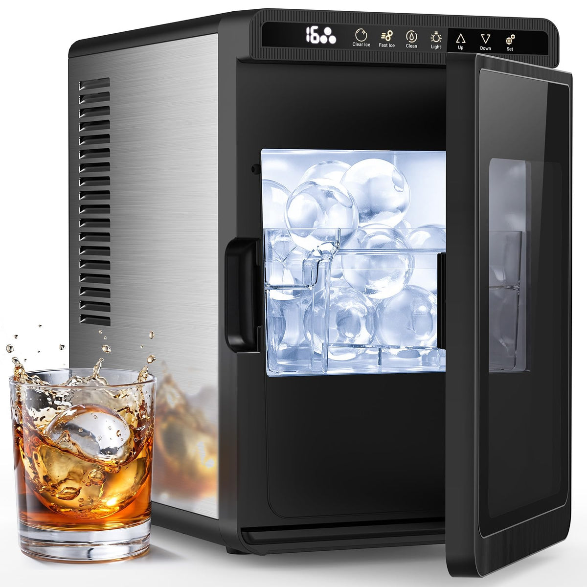 Ice Maker Countertop, Efficient Easy Carry Ice Machine, Self-Cleaning Ice Maker with Ice Scoop & Basket, 9pcs/ 6mins 26.6Lbs Per Day for Home/Office/Kitchen,Black