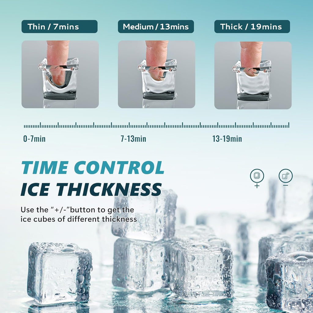 EUHOMY Clear Ice Cube Maker Countertop with 1.5L Top Tank, 34Lbs/Day