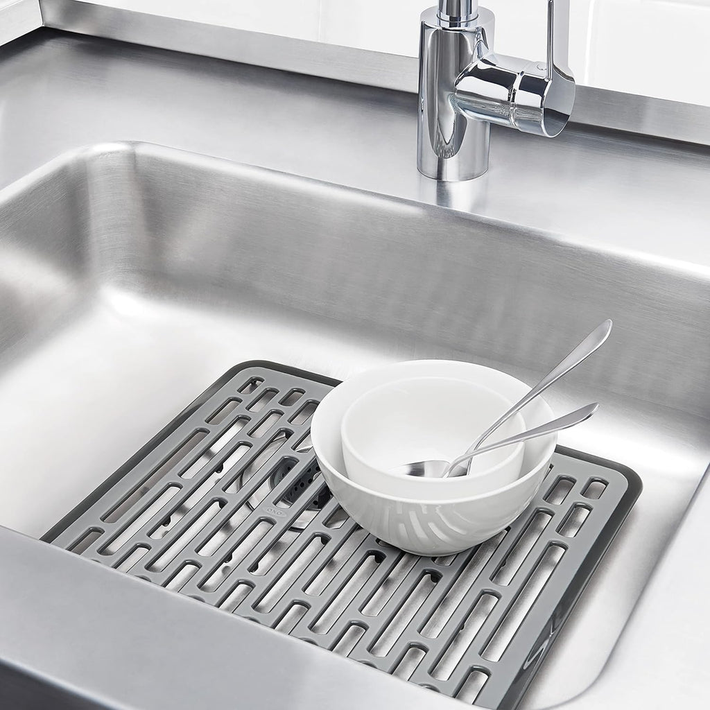 OXO Good Grips Small Kitchen Sink Mat with Drain Holes, Silicone Sink Mat