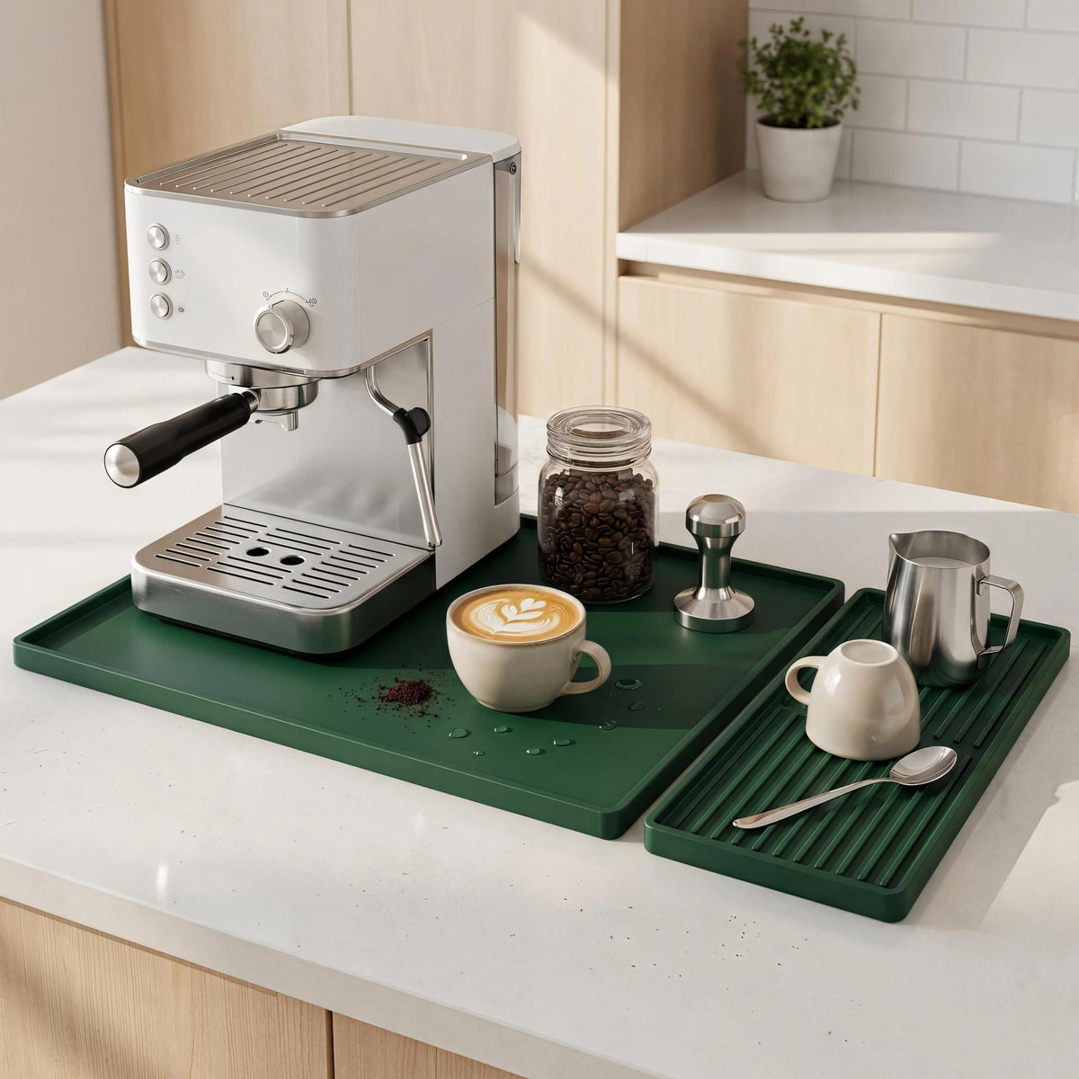 Silicone Coffee Mat with Removable Tray for Coffee Bar Organizer