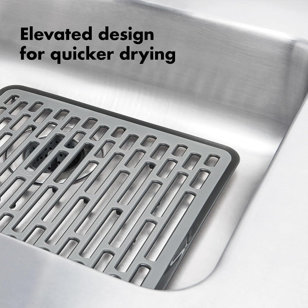 OXO Good Grips Small Kitchen Sink Mat with Drain Holes, Silicone Sink Mat