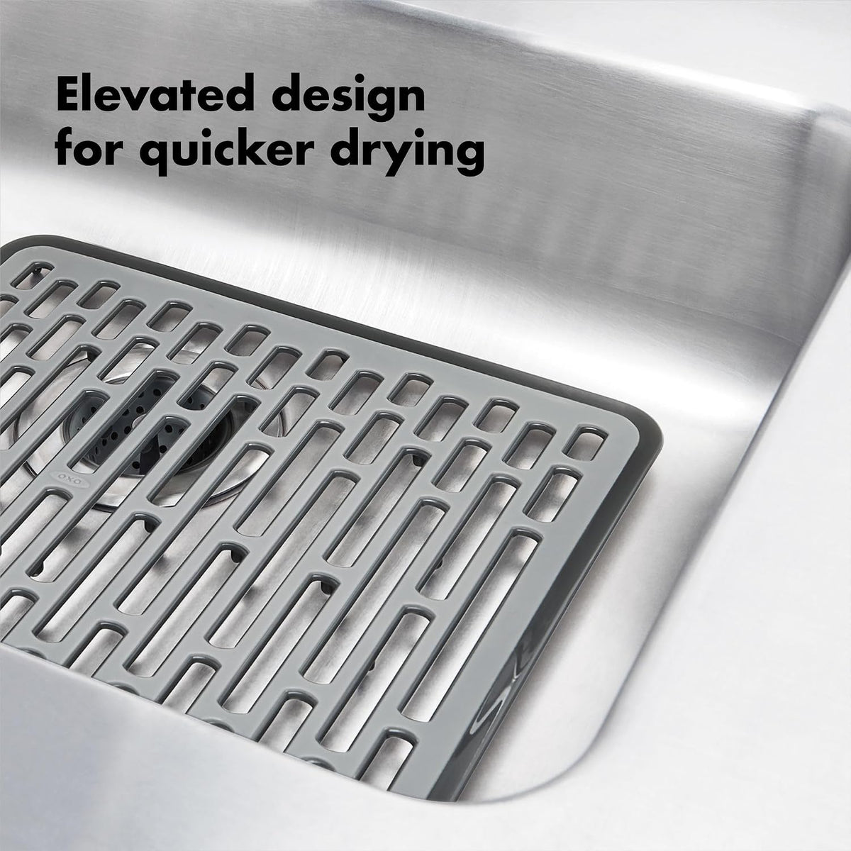 OXO Good Grips Small Kitchen Sink Mat with Drain Holes, Silicone Sink Mat