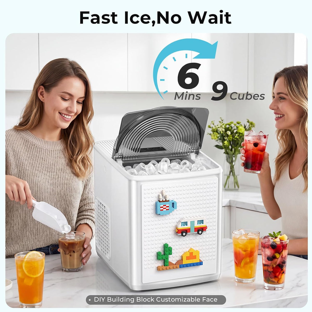 Antarctic Star Bullet Ice Maker Countertop, 9 Ice Fast in 6mins, 27lbs/Day