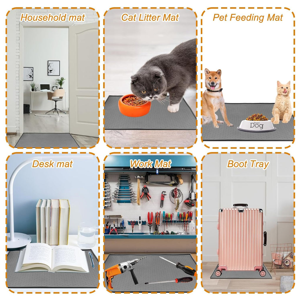 Silicone Ice Makers Countertop Mat Waterproof with Raised Edge Prevents Liquid Spillage, Nugget Ice Machine Countertop Mat with Non-Slip Raised Dots, Portable 19“x12”（Only Mat Not Include Ice Maker）
